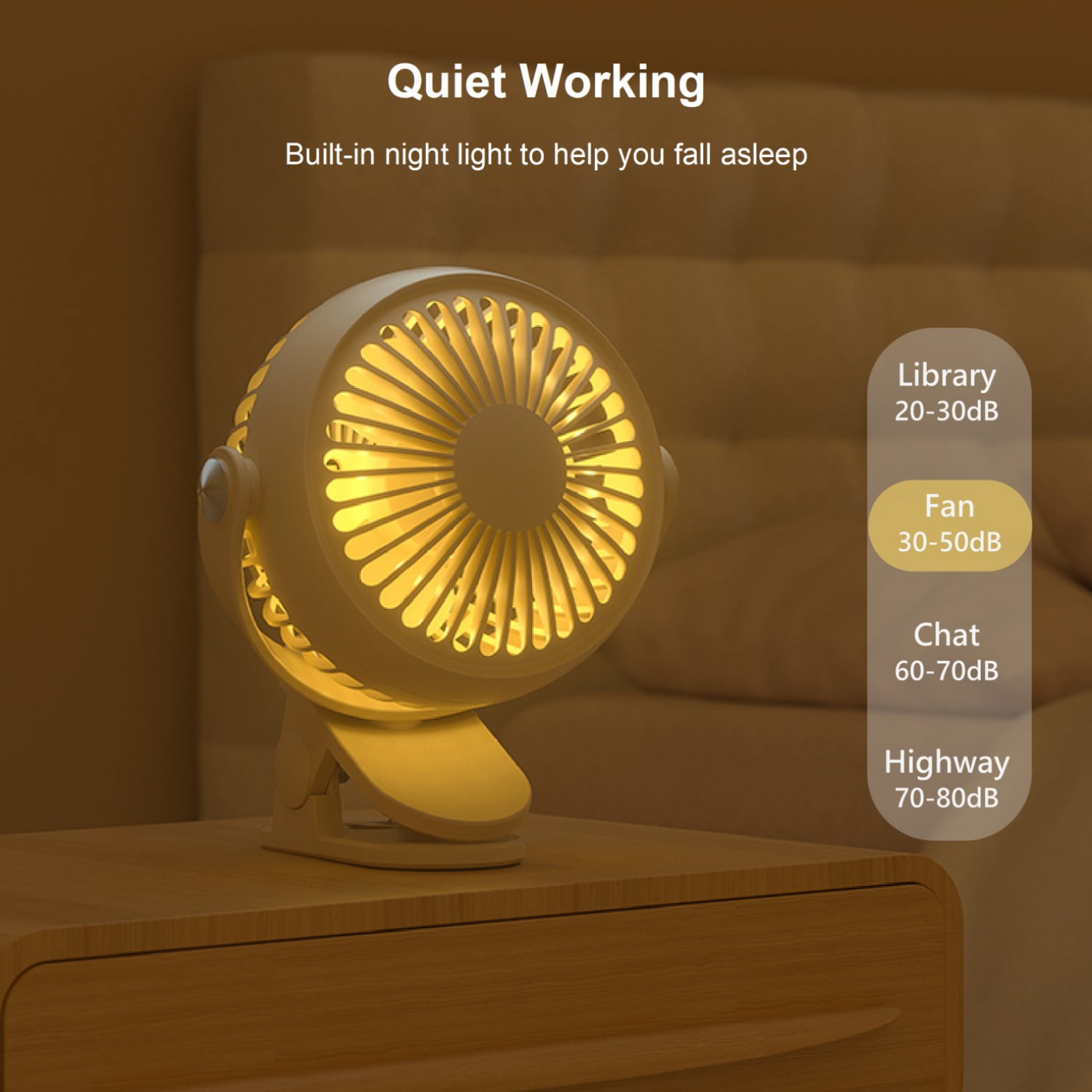 Aioneus Clip On Fan 5-Speed 360° Rotation Battery Operated Small Desk fan, Blue