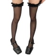 thumbnail image 6 of Dots Print Over Knee Socks Elastic Nylon Hosiery Romantics Ruffle Lace Trim Accent Sheer Thigh High Stockings For Women, 6 of 8