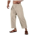 thumbnail image 1 of Zszcpp High Waisted Pants Men'S Long Brief Style Lace Up Solid Color Breathable Large Pocket Cropped Daily Trousers Casual Trouser Linen, 1 of 5