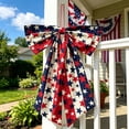 thumbnail image 4 of 35*23.6IN Patriotic Large Hanging Bow Decoration - Red, White and Blue Star and Stripe Design, , Ideal for 4th of July, Memorial Day, Front Porch, and Outdoor Independence Day Home Decor,C, 4 of 7
