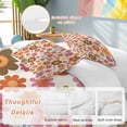 thumbnail image 3 of Bohemia Floral Bedding 3 Piece Duvet Cover Set Full Size, Vintage Orange Pink Flowers Boho Style Beige Microfiber Comforter Cover with Zipper Closure & Pillowcases, FadeResistant Quilt Cover, 3 of 9