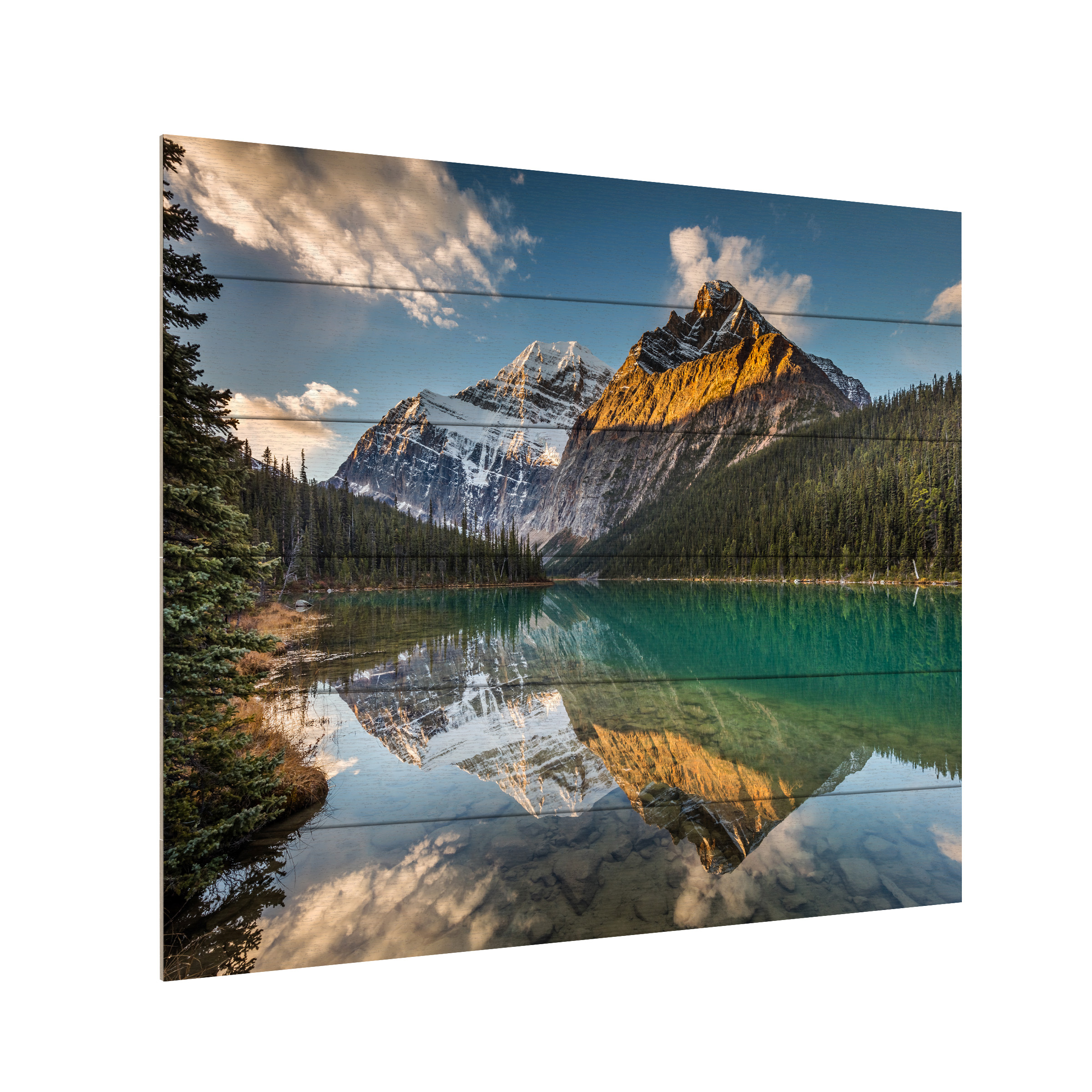 Pierre Leclerc 'Edith Cavell Mountain' Wood Slat Art 18x22