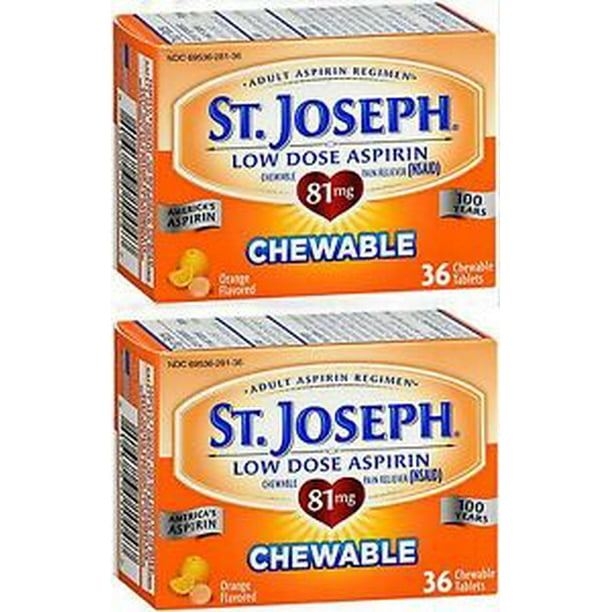 St. Joseph Chewable Aspirin Low Dose 81mg Orange Flavor 36 count ( 2