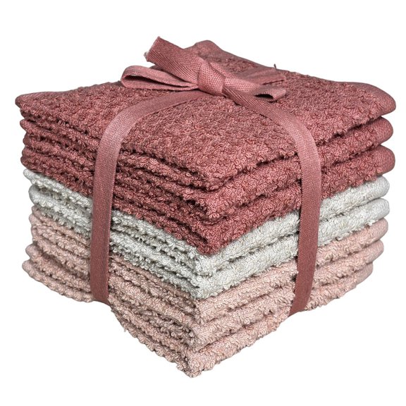 Washcloths Set of 8 - Popcorn Weave Wash Cloth Designed to Exfoliate Your Hands, Body or Face - Extra Absorbent 100% Ring Spun Cotton 12" X 12"