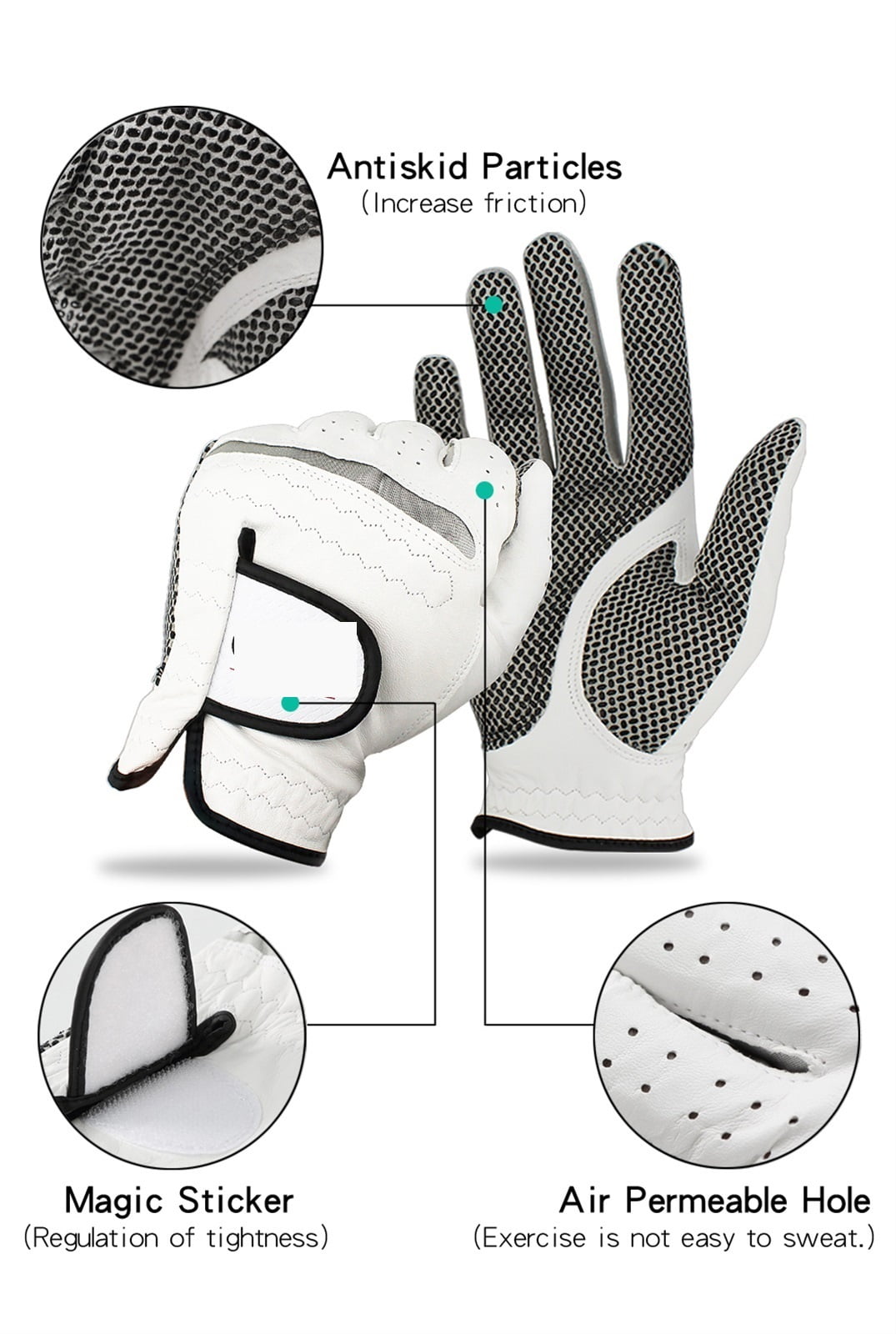 Pack 1 Pcs Golf Gloves Men's Left/Right Hand Soft Breathable Pure Sheepskin With Anti-slip Granules Golf Gloves Golf Men ,Secure Grip