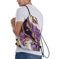 thumbnail image 5 of Japuie Purple Gold Marble Swirls Print Drawstring Backpack,Drawstring Bags, Draw String Back Bag,Sport Gym Bag for Sports, Gym, Travel, Swimming, Beach -Small, 5 of 7