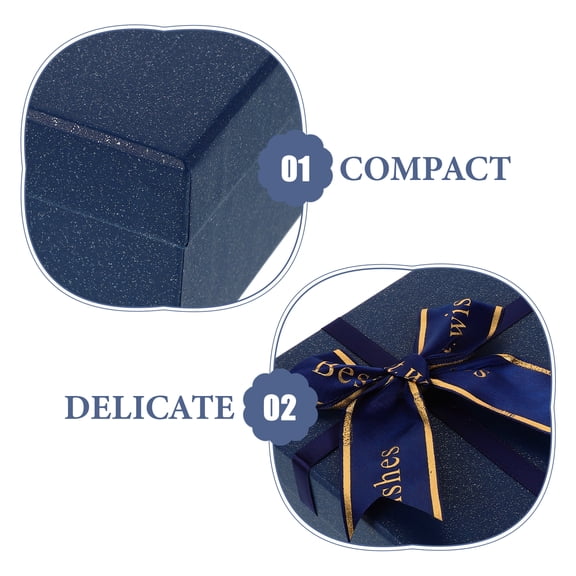 AURARMLET Blue Present Box with Bowknot and Lid for Flowers Cosmetics and Special Occasion Use
