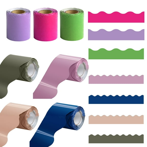 Walbest Bulletin Board Border Sticker Scalloped Border Trim for Classroom Office Decor Waterproof Decoration Tape Roll for Cork Board White Board Party Supplies