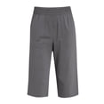 thumbnail image 4 of Casual Womens Capri Pants Loose Straight Wide Leg 3/4 Length Summer Lounge Elastic Waist Trousers, L #02 Gray, 4 of 7