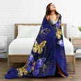 thumbnail image 5 of Purple and Gold Butterfly Pattern Throw Blanket Soft Lightweight Cozy Premium Flannel Warm Bed Blanket for Bedroom Living Couch All Seasons 50"X40", 5 of 6