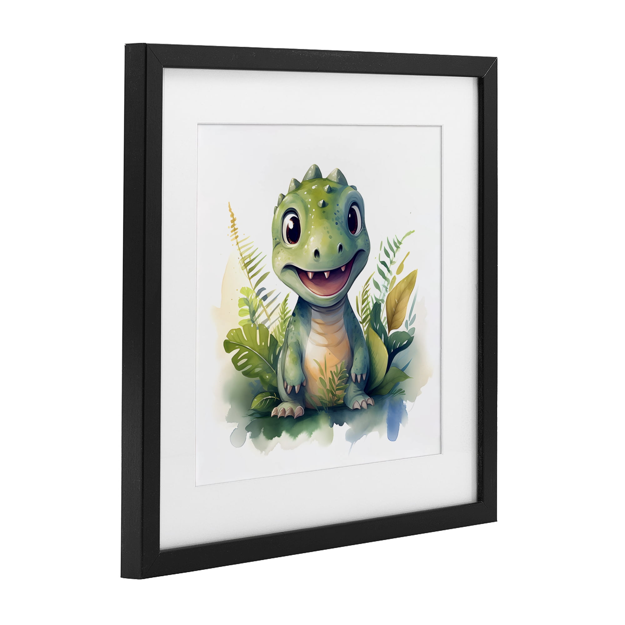 Stupell Industries Crafty Dino & Foliage Black Framed Print Under Glass, design by Steve Hunziker