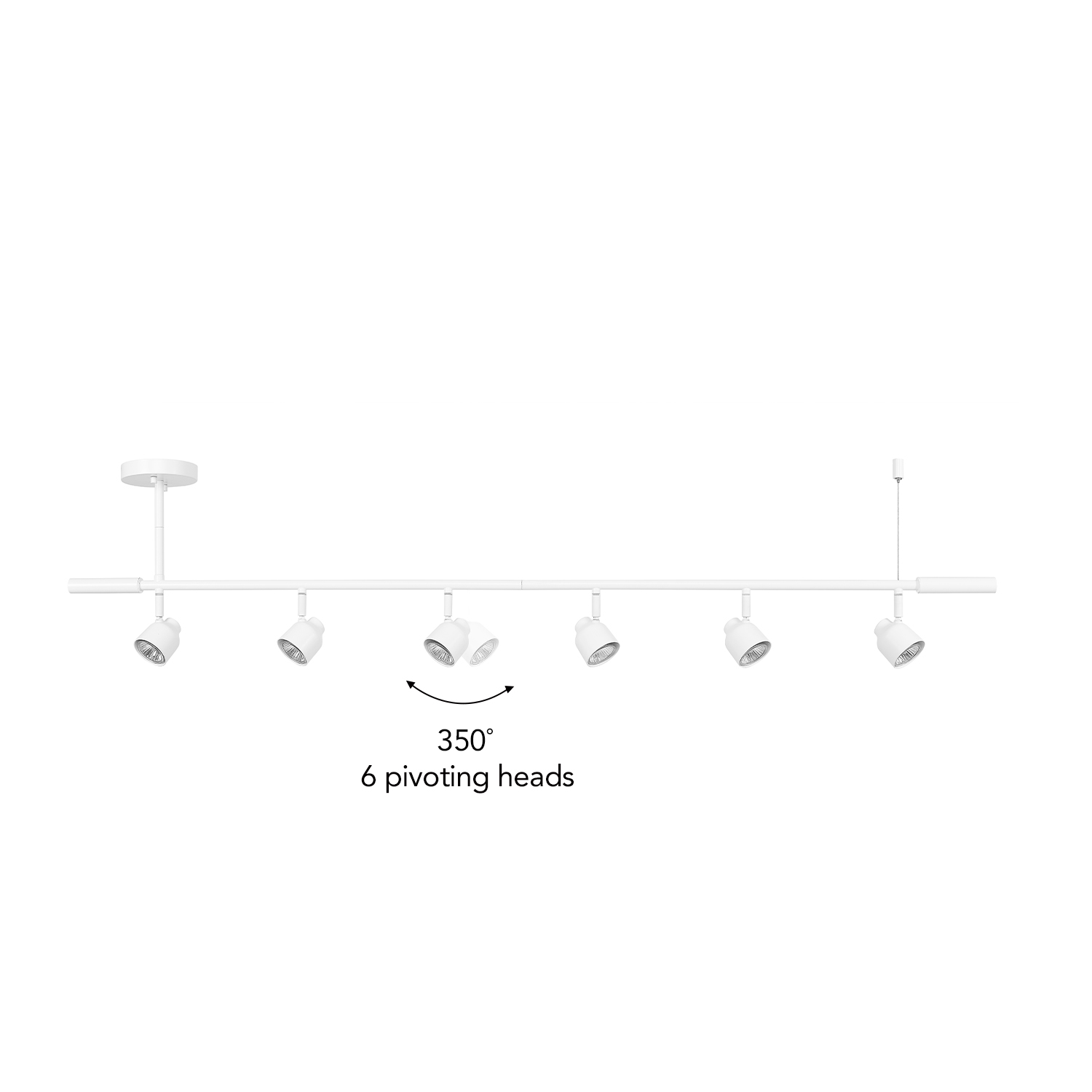 Globe Electric 6-Light Matte White Adjustable Track Light with Pivoting Shades, Minimalist Design