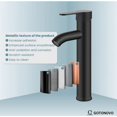 thumbnail image 4 of Grifo para lavabo de baño, mezclador monomando de lavabo de un solo orificio y caño alto, color negro mate, 4 of 5