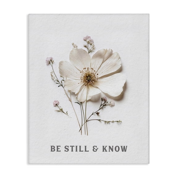 Be Still & Know Pressed Flowers Canvas Wall Art, design by Lettered and Lined