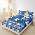 thumbnail image 4 of Feelyou Est Baseball Sleep Full Size Sheets for Teens, Modern Ball Gaming Bed Sheets, Vintage Blue Plaid Sheet Sets, Super Cozy Room Decor, 4pcs, 4 of 7
