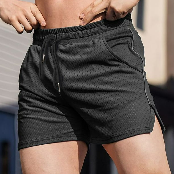pstuiky Pantalones cortos de entrenamiento para hombre, Pantalones cortos deportivos casuales de fitness para hombre, transpirables, de malla, para correr y entrenar