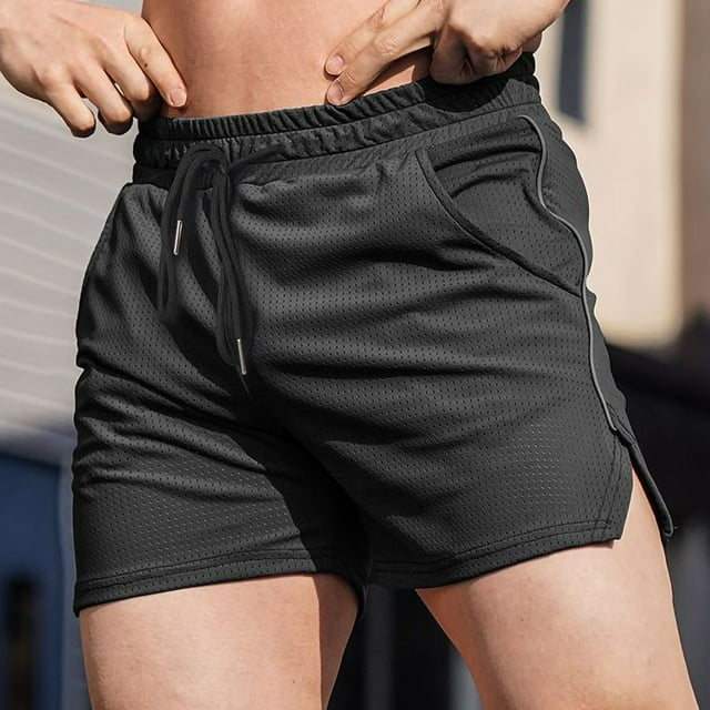pstuiky Pantalones cortos de entrenamiento para hombre, Pantalones cortos deportivos casuales de fitness para hombre, transpirables, de malla, para correr y entrenar