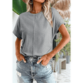 thumbnail image 4 of Blusa de Verano para Mujer, con Cuello Redondo, Mangas y Fruncido Lateral, Color Gris XL, 4 of 7