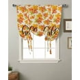 thumbnail image 2 of Hello Fall Tie Up Curtains for Kitchen Bathroom Bedroom Windows 45 Inch Length, Orange Maple Leaf Botanical Thanksgiving Rustic Balloon Drape Curtains Shade Rod Pocket Drapery Curtain Panel, 42"x45", 2 of 7