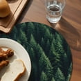 thumbnail image 3 of Green Forest Round 13 Inch Placemats Set of 2, Modern Pine Trees Mysterious Art HeatResistant Non Slip Place Mats for Dining Table, Wipeable Braided Kitchen Table Mats for Housewarming, 3 of 9