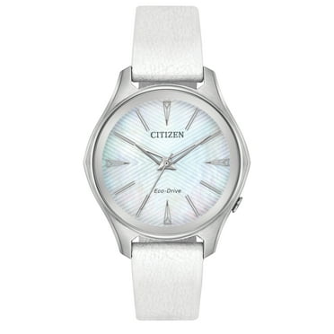 Citizen Women's Eco-Drive White Strap Mother of Pearl Watch EM0590-03D