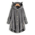 thumbnail image 2 of Spring Savings LYXSSBYX Winter Coats for Women Plus Women Button Coat SolidTops Hooded Pullover Loose Sweater Blouse Plus Size, 2 of 5