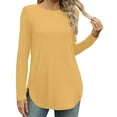 thumbnail image 2 of Kaemgyyd Womens Casual Tops Basic Long Sleeve Crewneck Tunic Tee Loose Solid Color Fall Fashion Clothes Outfits, 2 of 6