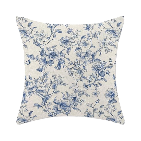 Blue Botanical Floral Throw Pillow Cover Cushion Case For Sofa Spring Summer Home Decor Flower Printed Pillowcase For Couch Bed
