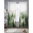 thumbnail image 3 of Green Mist Forest Semi Sheer Curtains 96 Inch Length 2 Panels Set, Foggy Mountain Tree Nature Landscape Sheer Kitchen Curtain Privacy Voile Window Curtain for Living Room Bedroom Rod Pocket Drapes, 3 of 7