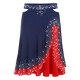 thumbnail image 3 of Sholeno Women's Latin Dance Skirt Elastic Waistband Irregular Pleated Mini Skirt Ballroom Dancewear Navy Blue L, 3 of 7