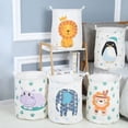 thumbnail image 3 of Children Toys Storage Basket Foldable Household Laundry Bag Cute Cotton Linen Bucket Cartoon Print Clothes Organizer Baskets, 3 of 9