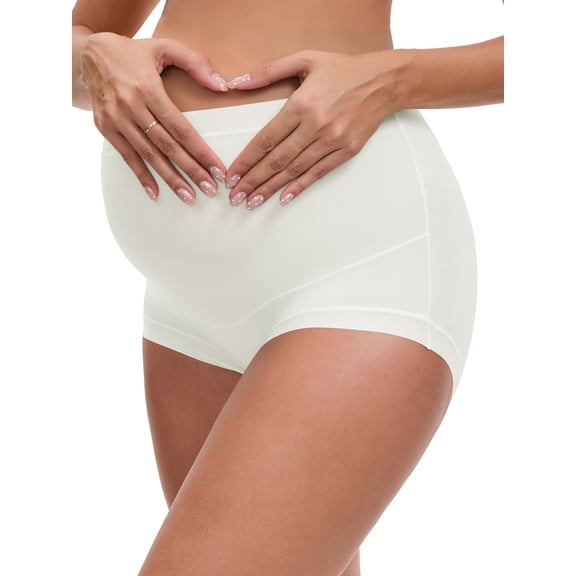 INSPIRE CHIC Women's Full Coverage Maternity Underwear Plus Size High Waisted Ice Silk Invisible Breathable Panties L White