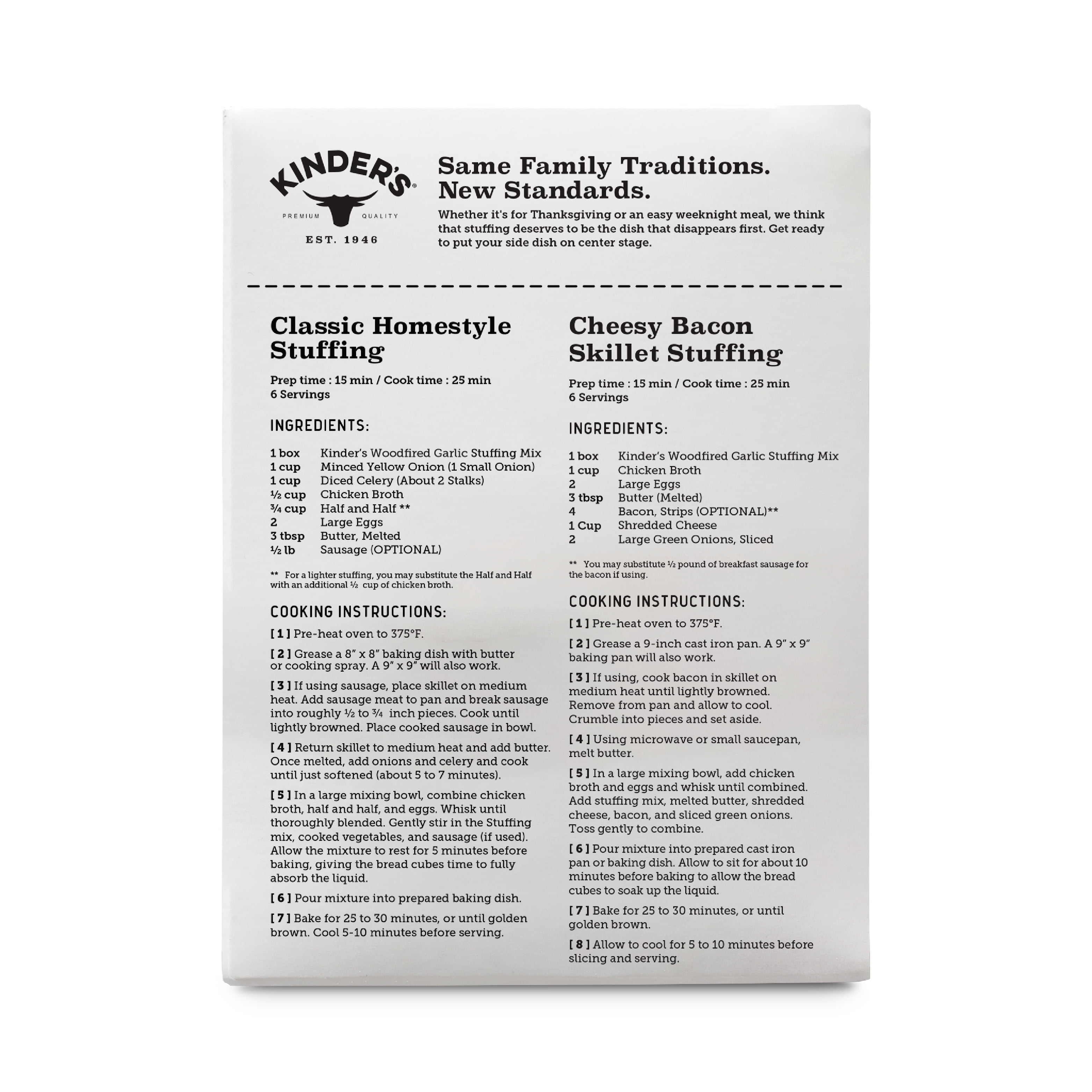 (6 pack) Kinder's Woodfired Garlic Homestyle Stuffing Mix, 6 oz Box