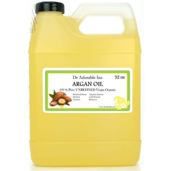 Dr Adorable - 32 oz - Argan oil UNREFINED - Extra Virgin Organic Cold Pressed Pure