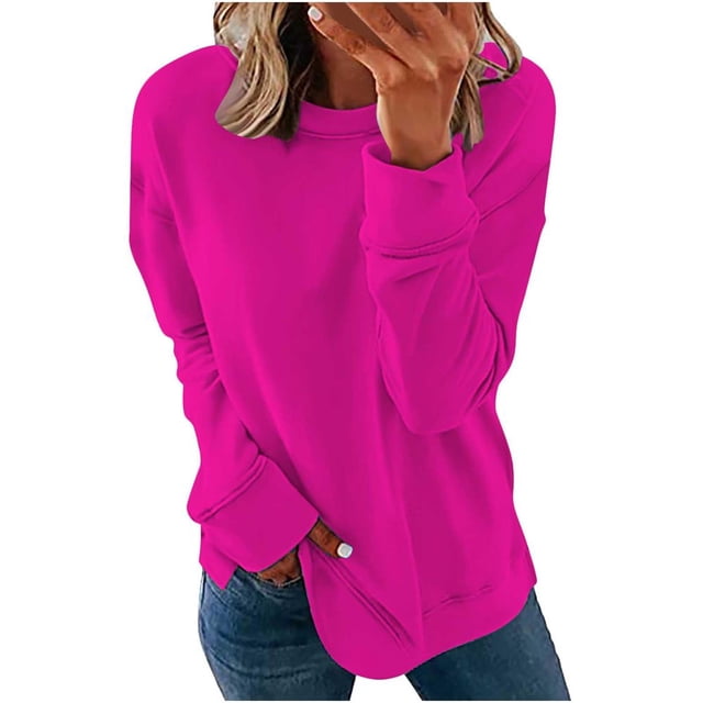 Chemises de Compression à Manches Longues pour Femmes à Col Rond Uni Plus Sweat-Shirt Oversize Ample Pulls à la Mode des Hauts Légers pour les Femmes de Grande Taille