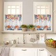 thumbnail image 2 of Fall Pumpkin Tier Curtains 24 Inch Length, Thanksgiving Watercolor Blue Orange Leaves Rod Pocket Kitchen Tier Curtains 2 Panels, Farmhouse Small Window Treatment Tiers for Cafe Bathroom, 27.5"x24", 2 of 5