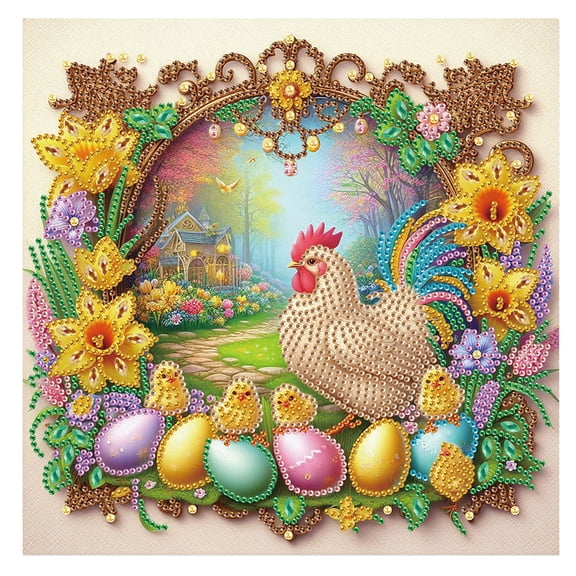 5D DIY Diamond Painting Kit, Flower Chick Easter Special Shape Diamond Craft Creative Artwork, for Home Office Decor and Holiday Gifts