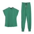 thumbnail image 3 of Conjunto de uniforme médico para mujer, camiseta médica con escote en V elástico y pantalón deportivo, unisex, lavable Color Verde L, 3 of 9
