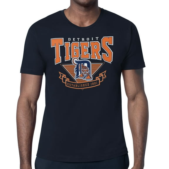 Men's Starter Navy Detroit Tigers -80s Inspired T-Shirt