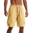thumbnail image 2 of Beach Shorts for Men Summer Casual Elastic Waist Straight Leg Loose Fit Knee Length Cargo Shorts with Pockets, 2 of 6