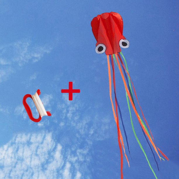 4M Large Kite Easy Fly Stunt Foldable Big Octopus Kite with 30m Flying