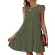 thumbnail image 1 of Lucakuins Mujeres Casual Plisado Vestido Corto, Adultos Primavera Color Sólido Cuello Redondo Manga Corta Mini Vestido Lucakuins moda, 1 of 9