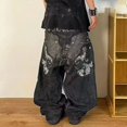thumbnail image 3 of Street Y2K-pantalones vaqueros rectos bordados para mujer, pantalón holgado informal de gran tamaño, de pierna ancha, estilo Hip Hop y Punk, Harajuku, novedad, 3 of 5