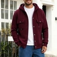 thumbnail image 2 of Fengqque Men's Hooded Color‑Block Jacket Drawstring Full Zip Long Sleeve Casual Outerwear with Chest Pockets Wine M, 2 of 6