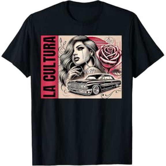 Classic Chicano Mexican Culture Lowriders La Cultura Chola Graphic T-Shirt, Size S-5XL