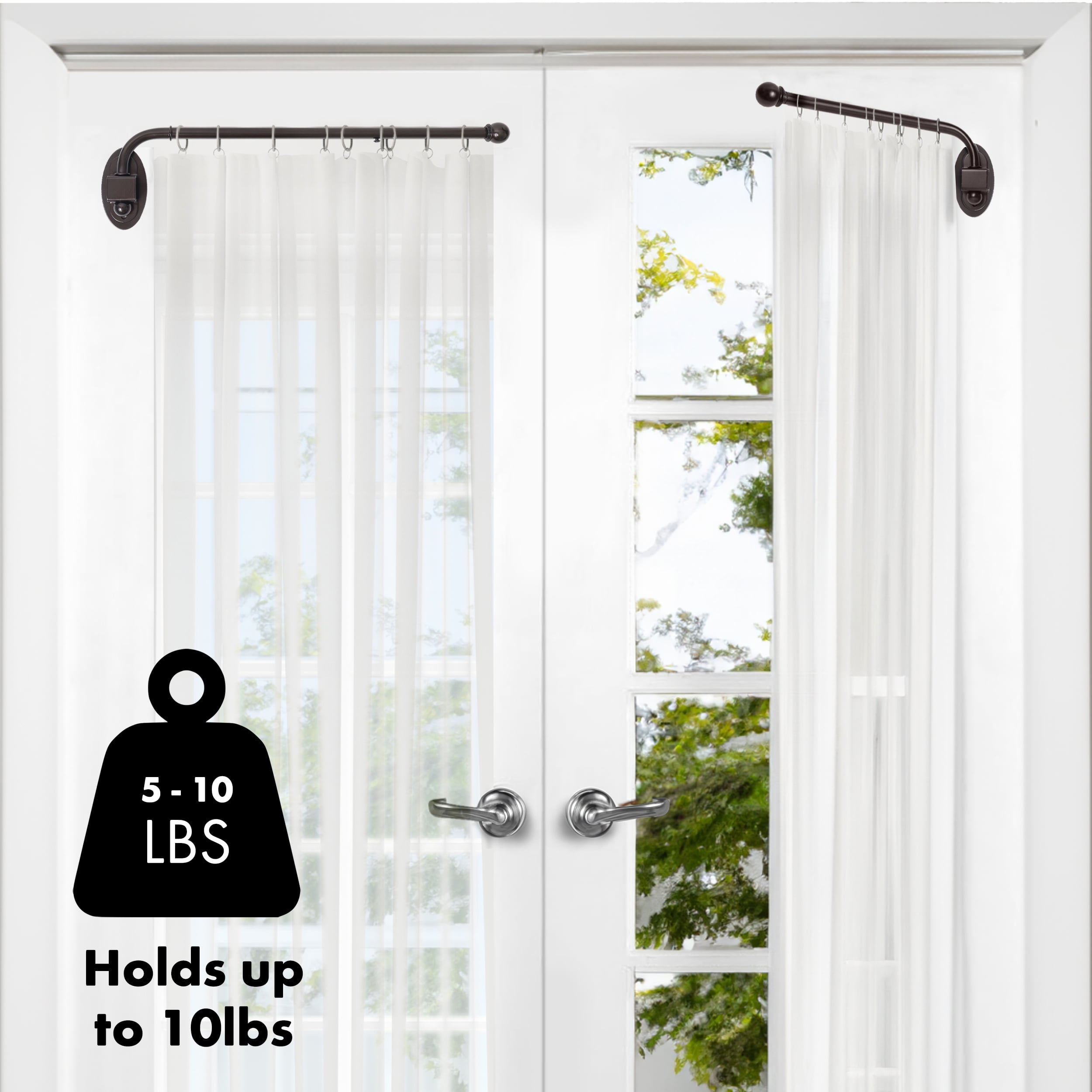 MERIVILLE 14"-24" Swing Arm Curtain Rod, 1/2" Diameter, Oil-Rubbed Bronze, 2 Pieces