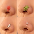 thumbnail image 6 of Jiaroswwei Fake Nose Ring Frog U Shape Cartoon Shiny Cubic Zirconia Nose Cuff for Party, 6 of 8