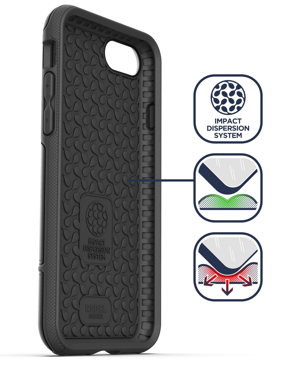 Encased iPhone SE Belt Clip Holster Case (2020/2022 Rebel Armor) Protective Rugged Full Body Cover with Holder (Black)