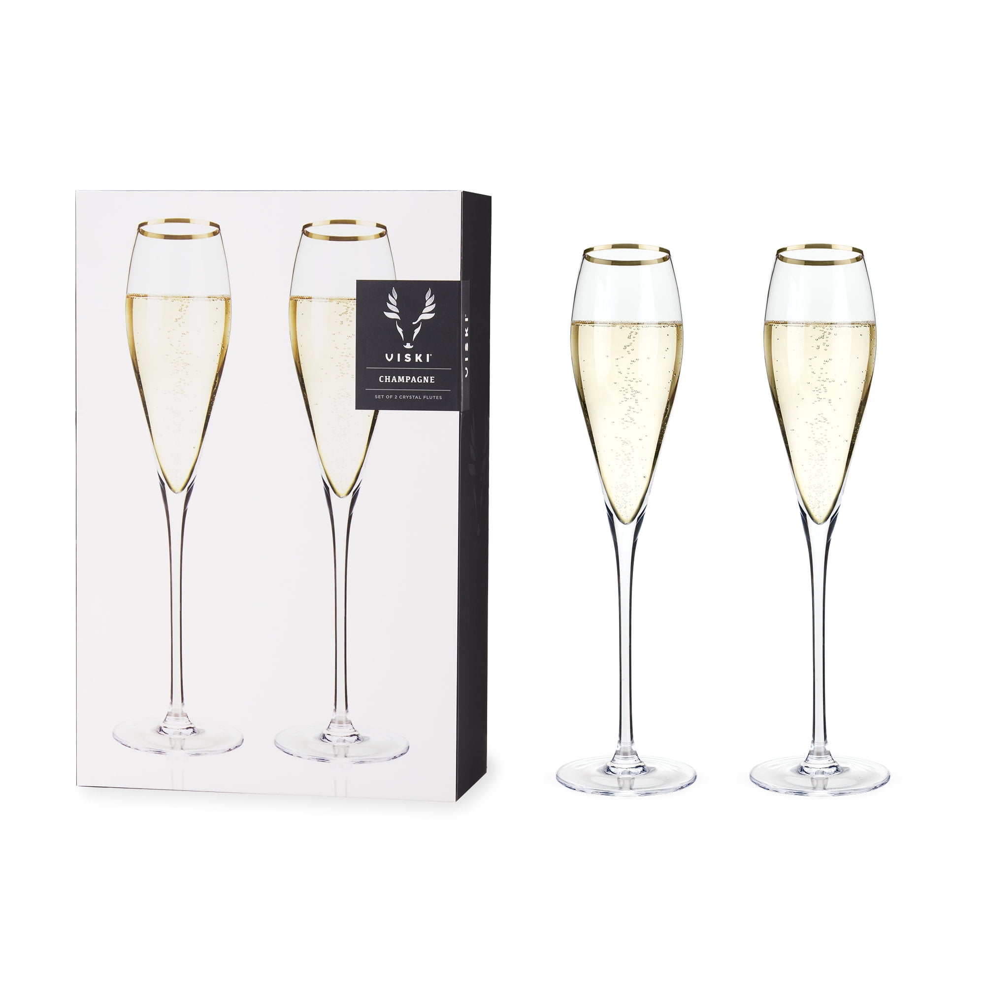Gold-Rimmed Crystal Champagne Flutes by Viski