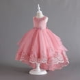 thumbnail image 4 of HBFAGFB Robe Formelle Filles Mode Robe de Fête pour Enfants Robe de Mariage Performance Robes pour Enfants Rose Vif Taille 110, 4 of 5